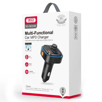 Modulator FM XO BCC08, 5V, 3.1A, 1xUSB-C, 2xUSB-A, QC 3.0, Light Ambinet - Negru