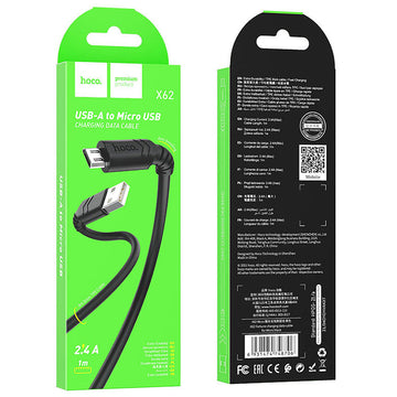 Cablu Date si Incarcare Hoco X62, USB-A la MicroUSB, 18W, 2.4A, 1m - Negru