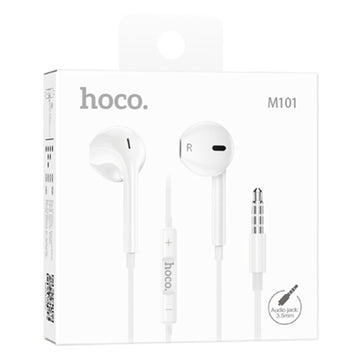 Casti cu Fir Hoco M101, In Ear, 3.5mm, 1.2m, Mic & Volume Key, HiFi - Alb