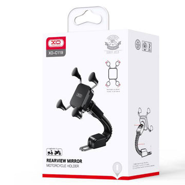 Suport Moto/Bike XO C119, cu Cleme Laterale, Montaj Oglinda, MultiAngle, Brat Flexibil - Negru