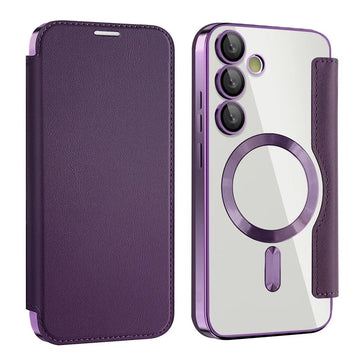 Husa MagFlip pentru Samsung S24 FE, Magnet, RFID Protect, Piele, Chrome Edge - Mov