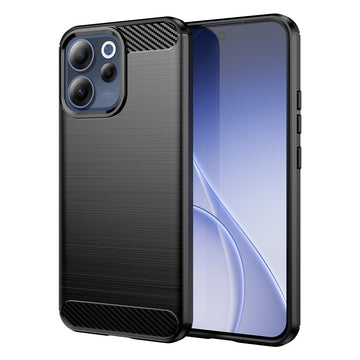 Husa Brush pentru Oppo, Reno 15F, TPU, Metall Look - Negru