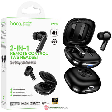 Casti Wireless Hoco EW204, BT 6.0, EarBuds cu 2 in 1, 350mAh. Black