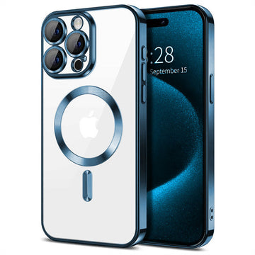 Husa Plating pentru iPhone 16E, cu MagSafe ElectroEdge - Albastru