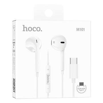 Casti cu Fir Hoco M101, In Ear, USB-C, 1.2m, Mic & Volume Key, HiFi - Alb