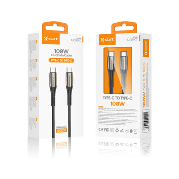 Cablu Date si Incarcare X-Start SJX135CC, USB-C, 100W, 1m, SuperFast, Braided - Iron negru