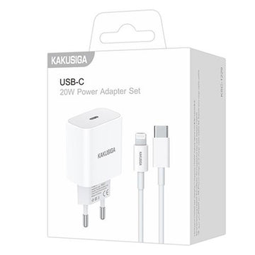 Incarcator Retea + Cablu Lightning Kaku KSC-1229, USB-C, PD20W, Smart Charging - Alb