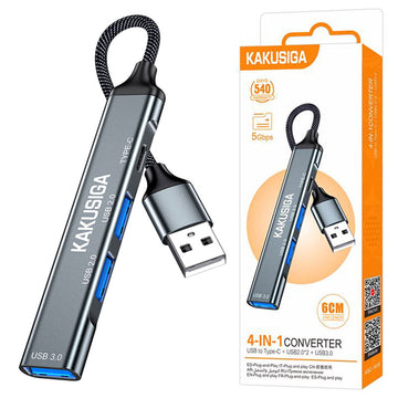Adaptor OTG Transfer Kaku KSC-1416, USB la USB-C / USB 3.0 / 2xUSB 2.0, 4in1, 60cm - Gri