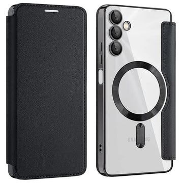 Husa MagFlip pentru Samsung A05s, Magnet, RFID Protect, Piele, Chrome Edge - Negru