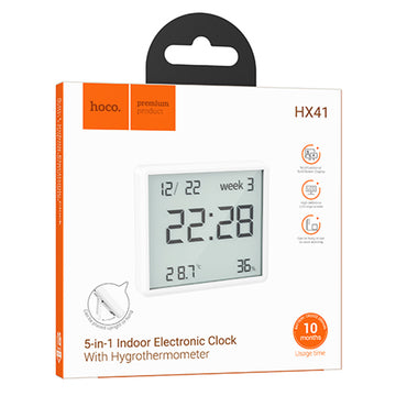 Ceas Electronic de Interior HOCO HX41, LCD Crystal, 15 inch Refresh Time - Alb