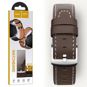 Hoco WH10, Curea Piele Ecologica, pentru Ceasuri, Conectori 20 Mm, GT Original Series - Cafeniu