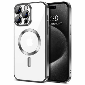Husa Plating pentru iPhone 12, Silicon cu MagSafe, ElectroEdge - Argintiu