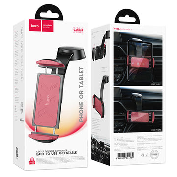 Suport Auto Tableta Hoco H68, Montaj pe Bord sau Parbriz - Negru / Rosu