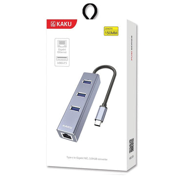 Hub Multiport USB-C Kaku KSC-275, 4-in-1, 3xUSB3.0, 1xGigabit RJ45 - Gri