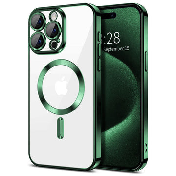 Husa Plating pentru iPhone 13, Silicon cu MagSafe, ElectroEdge - Verde