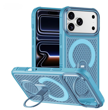 Husa MeshMag pentru iPhone 18 Pro Max, KickStand, Magnet Ring - Albastru deschis