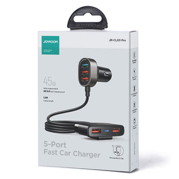 Incarcator Auto Cu Fir Joyroom JR-CL03 Pro, 45W, 5xUSB-A - Negru