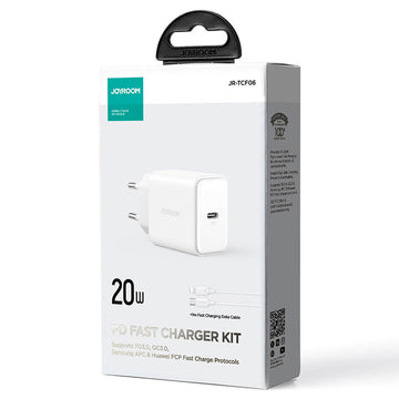 Incarcator Retea + Cablu Lightning Joyroom JR-TCF06, 20W, 1xUSB-C, PD - Alb