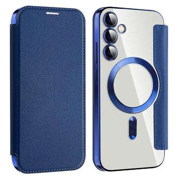 Husa MagFlip pentru Samsung S23 FE, Magnet, RFID Protect, Piele, Chrome Edge - Bleumarin