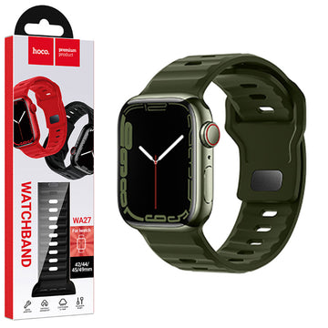 Hoco WA27, Curea Silicon, Universal Size 42/44/45/49mm, Flexibile Band, Stepped - Army verde