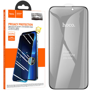Folie Privacy Hoco A37 Plus pentru iPhone 15 Pro, HD Anti-Spy Unbounded - Rama neagra