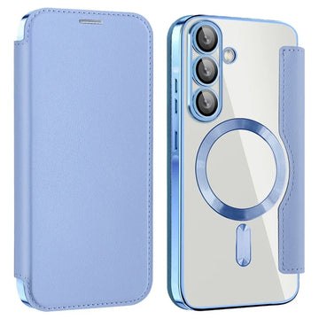 Husa MagFlip pentru Samsung A56, Magnet, RFID Protect, Piele, Chrome Edge - Albastru cer
