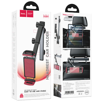 Suport Auto Tableta Hoco H69, Montaj Tetiera - Negru / Rosu