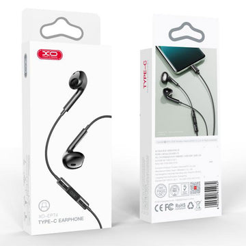 Casti cu Fir XO EP74, In Ear, USB-C, 1.2m, Mic & Volume Key, HiFi - Negru
