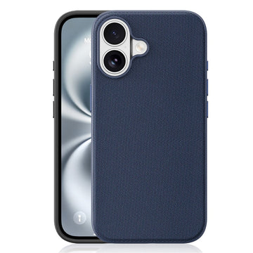 Husa Woven pentru iPhone 16, MagCase, TechWoven Piele, Soft Craft, Bleumarin