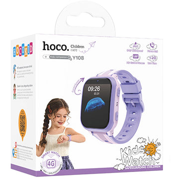 Ceas SmartWatch Hoco Y108 4G, pentru Copii, BT 5.0, Multifunction + Telefon, NanoSIM - Mov