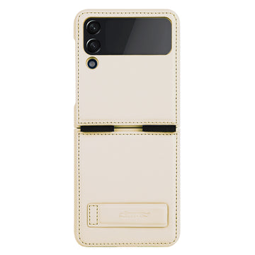 Husa Nillkin pentru Samsung Z Flip 4, Qin Piele, PC Piele - Auriu Champane
