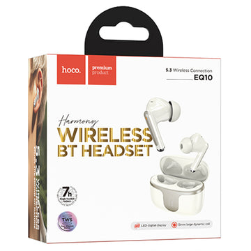 Casti Wireless Hoco EQ10, Ear Buds, BT 5.3, 180h StandBy, 300mAh, Power LED - Alb