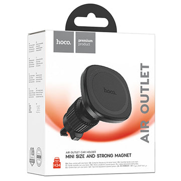 Suport Auto Hoco H34, Magnetic, Montaj Ventilatie, Compact, Pull Hook - Negru