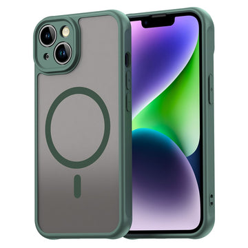 Husa MagFrost Pro pentru iPhone 14, Matte MagSafe, Frosted - Frame deep verde