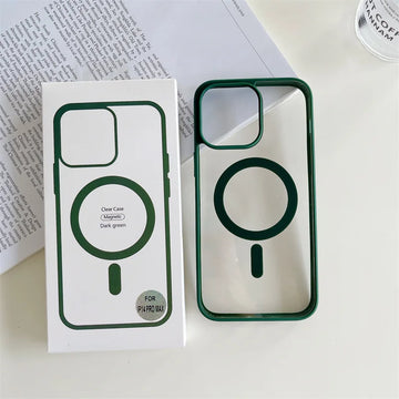 Husa ClearMag pentru iPhone 16e, MagCase, Acryl Crystal - Verde frame