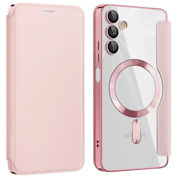 Husa MagFlip pentru Samsung A05s, Magnet, RFID Protect, Piele, Chrome Edge - Roz
