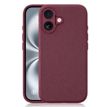 Husa Woven pentru iPhone 16, MagCase, TechWoven Piele, Soft Craft - Visiniu