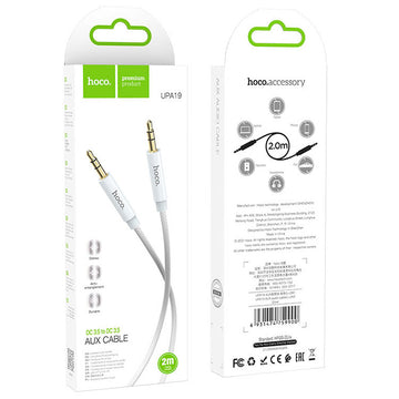 Cablu Audio Hoco UPA19, Jack 3.5mm M, la Jack 3.5mm M, 2m - Argintiu