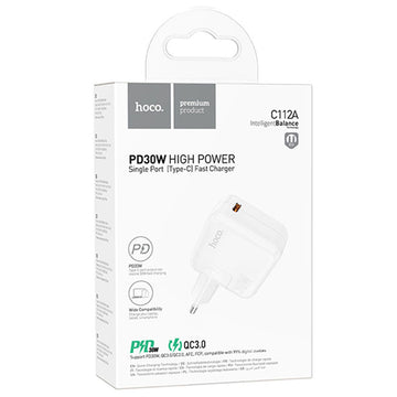 Incarcator Retea Hoco C112A, 30W, 1xUSB-C, PD - Alb
