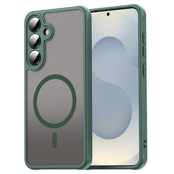 Husa MagFrost Pro pentru Samsung Galaxy S25, Matte MagSafe, Frosted - Rama verde inchis