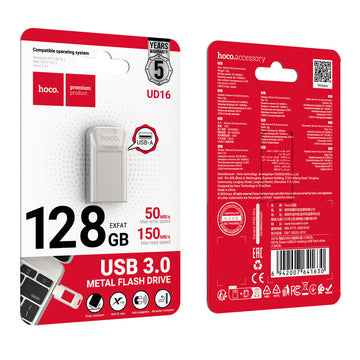 Hoco (UD16) - Memory Stick, 128GB, USB-C 3.0, FastSpeed, Smart Drive, Grey