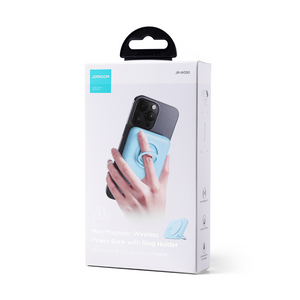 Baterie externa Joyroom JR-W050, Wireless, 10000mAh, 1xUSB-C, 1xUSB-A, Ring Holder - Albastru