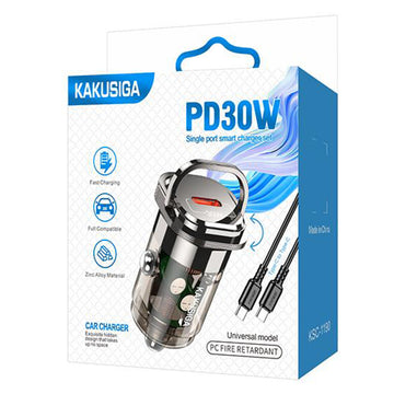 Incarcator Auto + Cablu USB-C Kaku KSC-1190, 1m, PD30W, 1xUSB-C - Negru