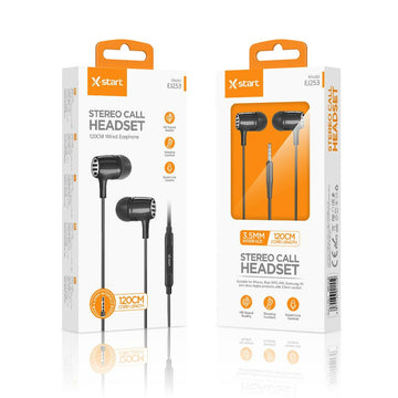 Casti cu Fir X-Start EJ253, In Ear, 3.5mm, 1.2m, Mic & Volume Key, Balck