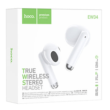 Casti Wireless Hoco EW34, Ear Buds, BT 5.3, 150h StandBy, 250mAh, Full - Alb