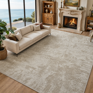 Covor Lirofe Stone Pure Crem - Efect Marmura Stralucitor Modern - Living, Sufragerie, Dormitor, Bucatarie, Hol - Fir Scurt 11 mm, Usor de Curatat