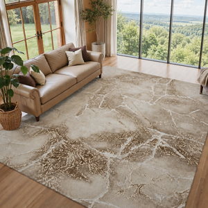 Covor Lirofe Imperial Gresie Bej Bej - Efect Marmura Modern - Living, Sufragerie, Dormitor, Bucatarie, Hol - Fir Scurt 12 mm, Usor de Curatat