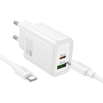 Incarcator Retea Hoco N63, PD20W, 1xUSB-C, 1xUSB-A - Alb