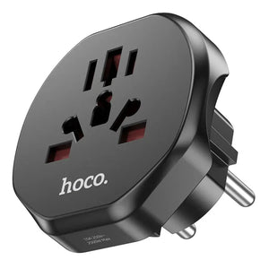 Adaptor Hoco AC6, Convertor Priza, Universal, EU Plug - Negru