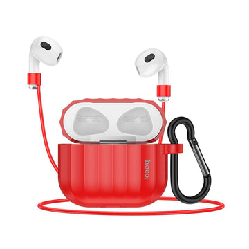 Husa Hoco WB22 din Silicon pentru AirPods 3, cu Snur - Rosu